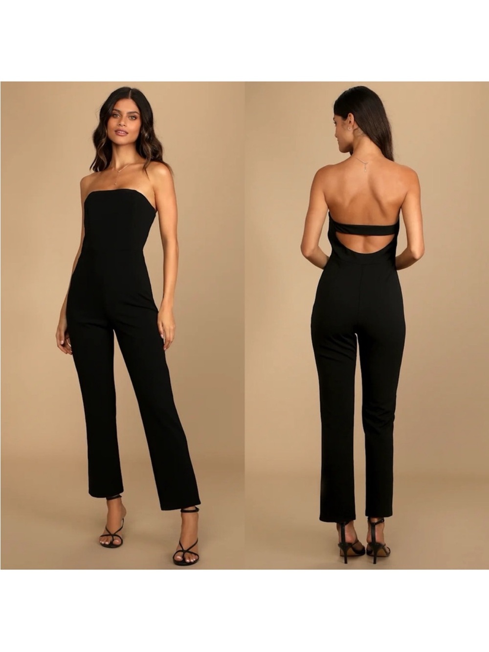 Lulu's Black Straight-Leg Strapless Jumpsuit